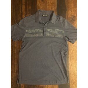 TravisMathew Men’s S Golf Polo Shirt Blue Palm Leaf Print Performance